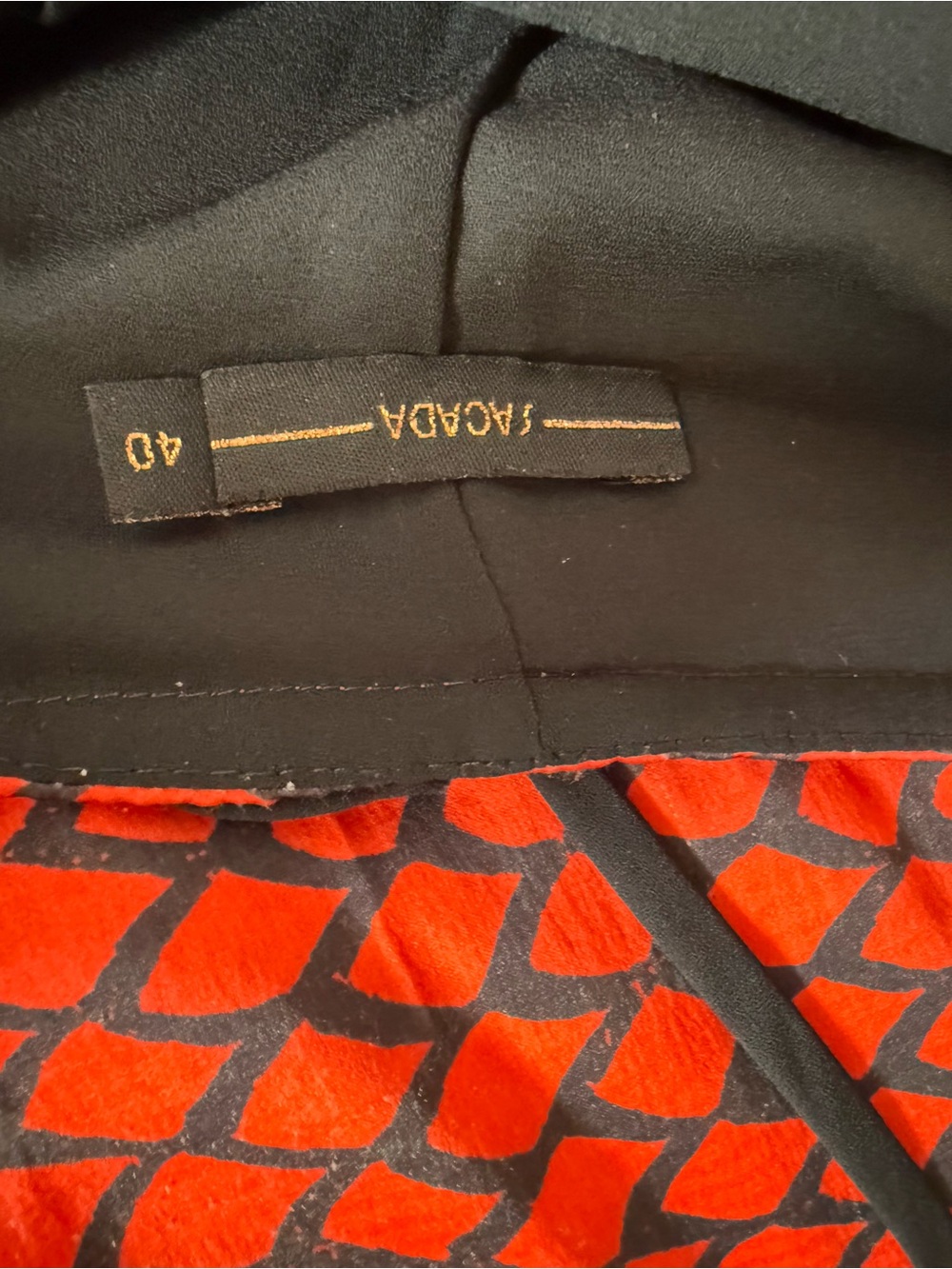 🇧🇷 Red & Black Printed Midi Dress – Open Back Tie Detail  Size S Made in Brazil - Picture 8 of 10